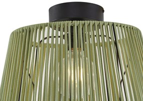 Buiten plafondlamp met groen touw IP54 - JaylaJapandi E27 IP54 Buitenverlichting rond
