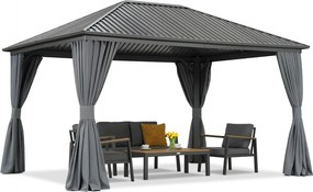Metalen tuinhuisje Sardinia 3x6 met gordijnen Garden Point antraciet