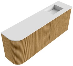 Mondiaz Joya 100cm toiletmeubel ronding links oak met wastafel faye rechts 1 kraangat talc