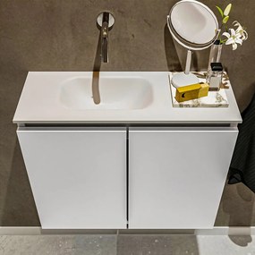 Mondiaz Ture 60cm toiletmeubel talc met wastafel talc links geen kraangat
