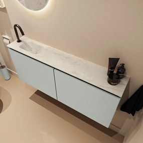 Mondiaz Ture DLux toiletmeubel 120cm greey met wastafel opalo links met kraangat