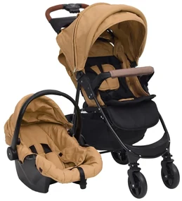 vidaXL Kinderwagen 3-in-1 staal taupe