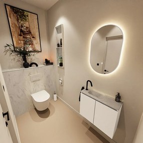 Mondiaz Ture DLux toiletmeubel 60cm talc met wastafel opalo links met kraangat