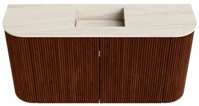 Mondiaz Joya DLux 85cm toiletmeubel ronding links/rechts ruby met wastafel faye midden 1 kraangat meli