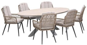 Garden Impressions Kalibo tuinset 7-delig - Tulli tuintafel 220x115 cm - light teak vironwood