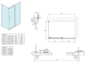 Polysan Lucis rechthoekige douchecabine met schuifdeur 140x70cm chroom