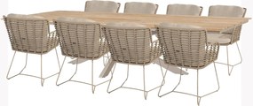 4 Seasons Outdoor Fabrice tuinset latte met Minerva tafel teak blad 280 cm SALE Tuinset   beige weerbestendig