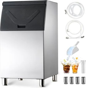 VEVOR-ijsblokhouder voor commerciële ijsblokjesmachines (capaciteit 136 kg), ijsblokhouder van roestvrij staal met in hoogte verstelbare rubberen voetjes, voor restaurants (alleen blokhouder)