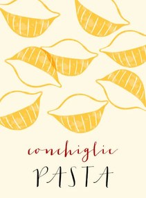 Ilustratie Shells Italian pasta. Shells poster illustration., Alina Beketova