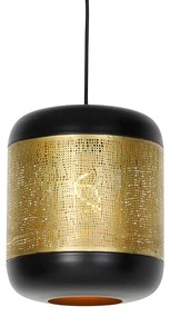 Vintage hanglamp zwart met messing - Kayleigh Industriele / Industrie / Industrial E27 rond Binnenverlichting Lamp