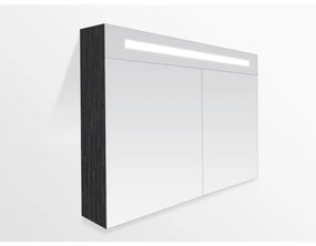 BRAUER 2.0 Spiegelkast - 80x70x15cm - verlichting geintegreerd - 2 links- en rechtsdraaiende spiegeldeuren - MFC - black wood 7208