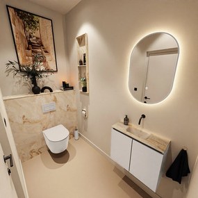 Mondiaz Ture DLux toiletmeubel 60cm linen met wastafel frappe midden zonder kraangat