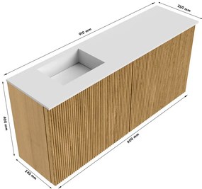 Mondiaz Joya DLux 90cm toiletmeubel dusk met wastafel faye links 1 kraangat meli