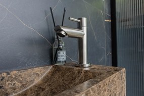 Saniclear Dark Emperador fonteinset met rechte kraan in RVS