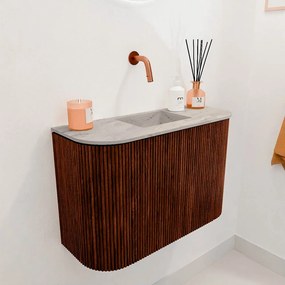 Mondiaz Joya DLux 65cm toiletmeubel ronding links/rechts ruby met wastafel faye midden zonder kraangat glace