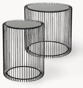 Metalen bijzettafels Wire met glazen blad, set van 2