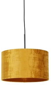 Stoffen Moderne hanglamp zwart met kap geel 35 cm - Combi Modern E27 Binnenverlichting Lamp