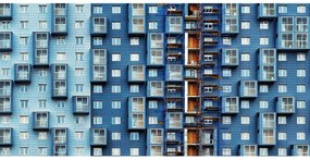 Goossens Schilderij City Blue, 98 x 48 cm