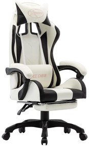 vidaXL Racestoel met voetensteun kunstleer zwart en wit