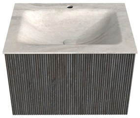 Mondiaz Kurve-dlux 60cm badmeubel shadow met 1 lade en wastafel cloud midden 1 kraangat ostra