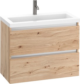 Saqu Gaia voorgemonteerd badmeubel met aluminium greeplijst incl. wastafel 80,5x40cm naturel eiken