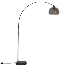Smart booglamp zwart met smoke glas incl. Wifi G95- Arc E27 bol / globe / rond Binnenverlichting Lamp