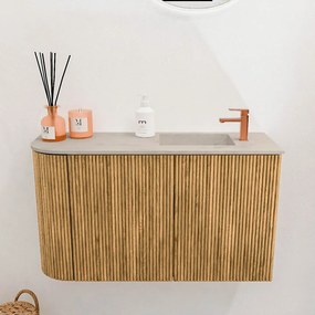 Mondiaz Joya DLux 70cm toiletmeubel ronding links oak met wastafel faye rechts 1 kraangat opalo