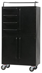 BePureHome Black Beauty Zwarte Kast Op Wielen - 75x39x144cm.