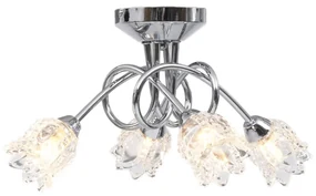 vidaXL Plafondlamp met glazen bloem lampenkappen voor 4 x G9 peertjes