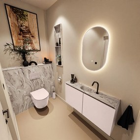 Mondiaz Ture DLux toiletmeubel 100cm rosee met wastafel glace midden met kraangat