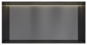 Hotbath &More frameless inbouwnis met verlichting 30x60x10cm geborsteld zwart PVD