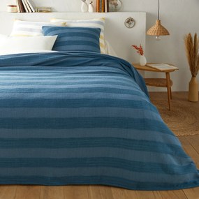 Beddensprei in katoen ton sur ton gestreept, Aloes