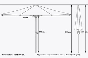 Platinum Riva stokparasol 3 m. rond - Rood