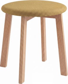 Mazzoni ZOI Karamel (stof Storm 45)/eiken onderstel - RONDE GESTOFFEERDE KRUK VOOR KEUKEN/WOONKAMER