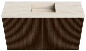 Mondiaz Joya DLux 70cm toiletmeubel walnut met wastafel faye midden zonder kraangat meli