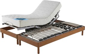 Elektrisch bedset met lattenbodem en blokken, schuimmatras, stevige ondersteuning en poten