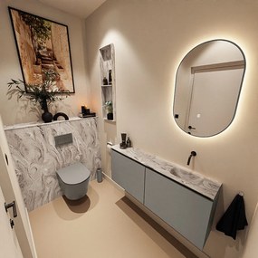 Mondiaz Ture DLux toiletmeubel 120cm smoke met wastafel glace rechts zonder kraangat