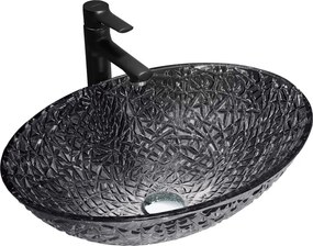 Mexen Goa glazen opbouw waskom 50 x 36 cm, zwart - 24085070