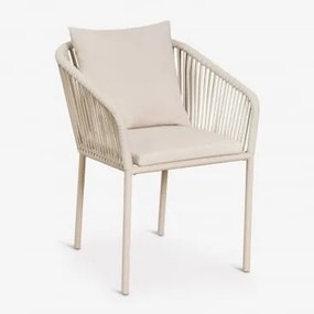 Set Van 4 Tuinstoelen Met Armleuningen In Gevlochten Touw Arhiza Classic Tapioca Beige - Sklum
