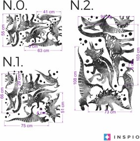 INSPIO Muurstickers - Zwarte en witte dinosaurussen