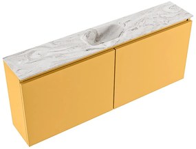 Mondiaz Ture DLux toiletmeubel 120cm ocher met wastafel glace midden zonder kraangat