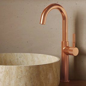 Saniclear Highriser Curved wastafelkraan geborsteld koper