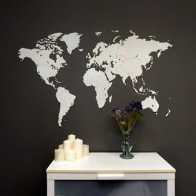 MiMi Innovations Wereldkaart muurdecoratie Luxury 130x78 cm hout wit