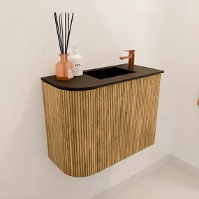 Mondiaz Joya 50cm toiletmeubel ronding links oak met wastafel faye rechts 1 kraangat urban