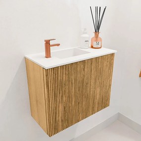 Mondiaz Joya 50cm toiletmeubel oak met wastafel faye links 1 kraangat talc