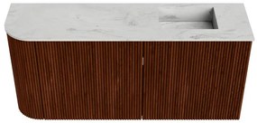Mondiaz Joya DLux 90cm toiletmeubel ronding links ruby met wastafel faye rechts zonder kraangat opalo