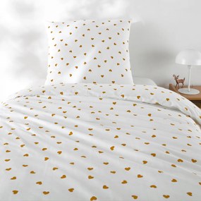 Kinderset, van 50% gerecycled katoen, met vierkant kussensloop, Scacco caramel