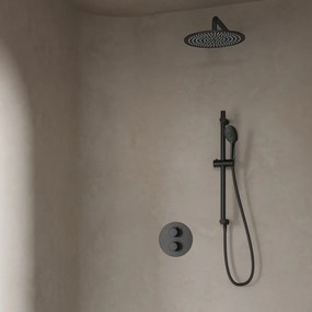 Saniclear Iron inbouwregendouche rond met 20cm hoofddouche, wandarm, 2 standen handdouche en glijstang verouderd ijzer - gunmetal