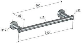 Hotbath Cobber Handdoekrek 34cm Zwart Chroom CBA06