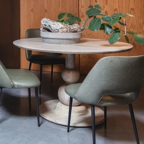 BePureHome Blanco Ronde Eettafel Met Bolpoot Naturel - 120 X 120cm.